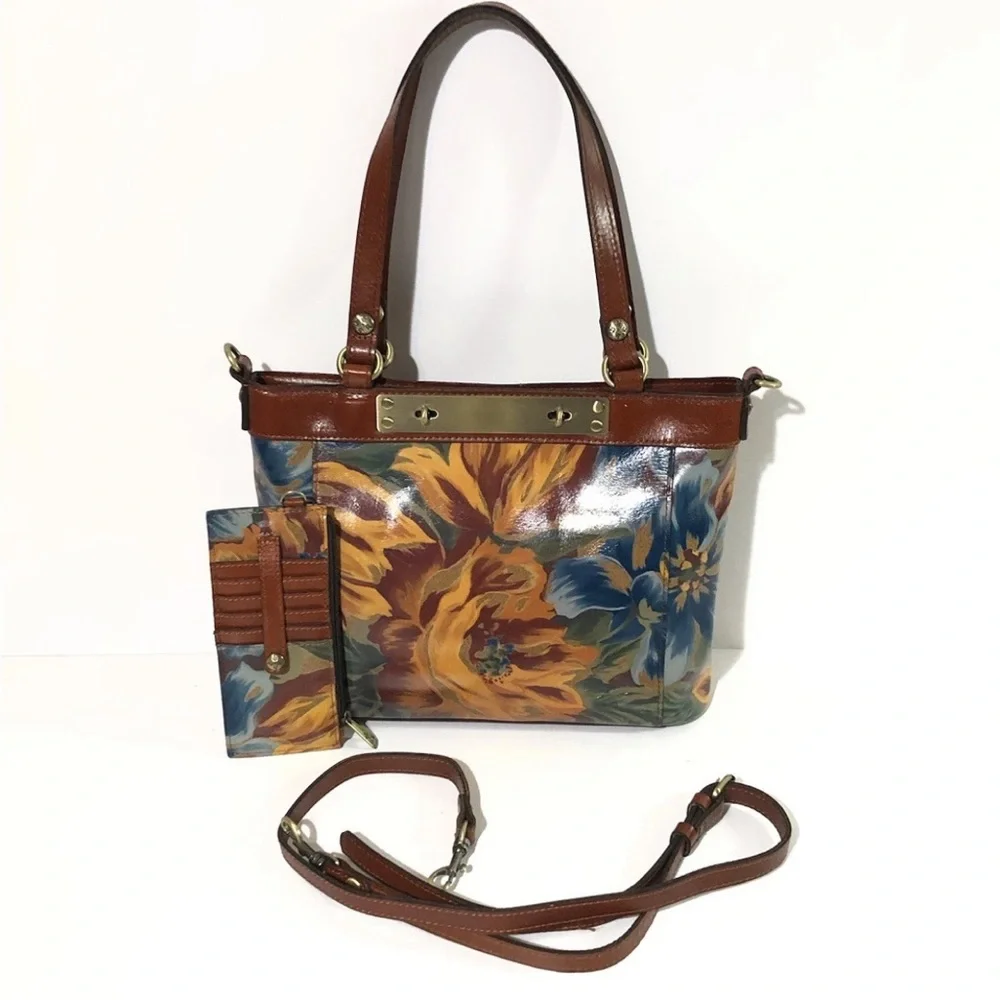 Patricia Nash Leather Mallory Tote Marigold Harvest Floral With Wallet